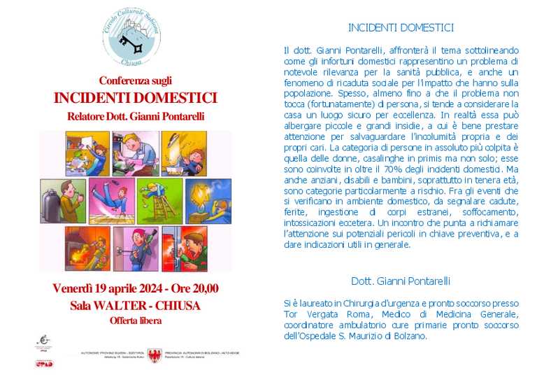 Conferenza sugli incidenti domestici con il dott. Gianni Pontarelli